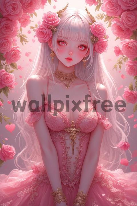 Fantasy Anime Character with Roses