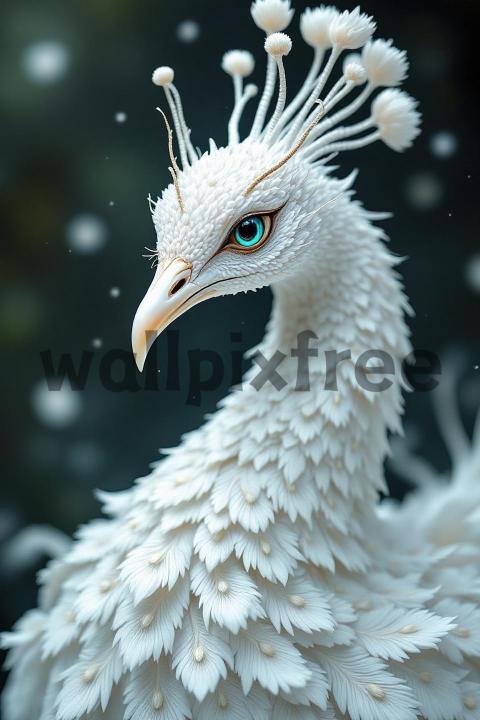 Fantasy White Peacock Illustration