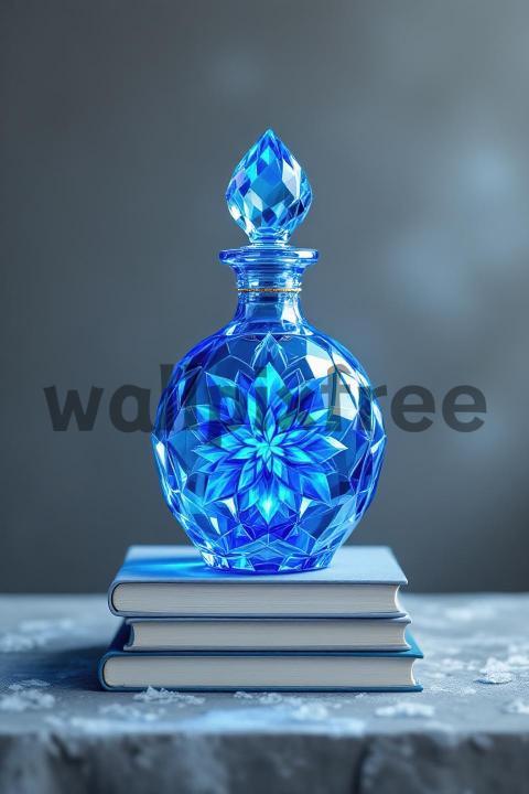 Blue Crystal Bottle on Books