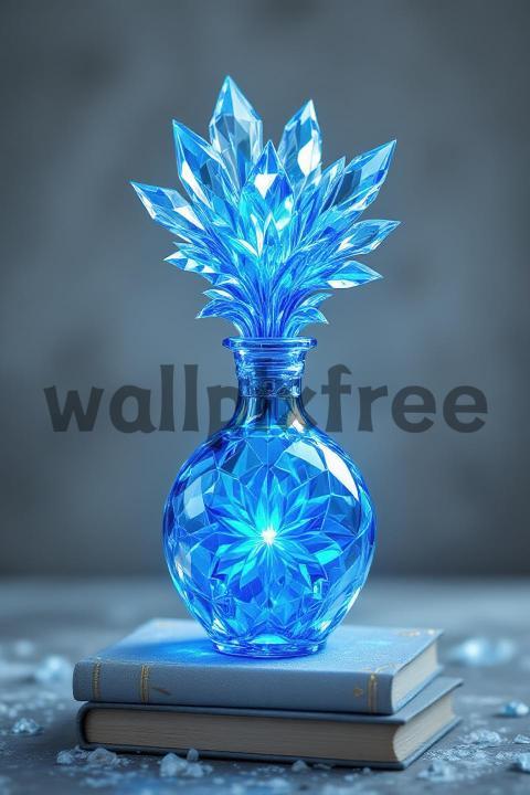 Blue Crystal Vase on Books