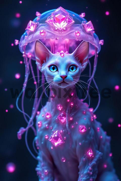 Fantasy Cat with Jellyfish Hat