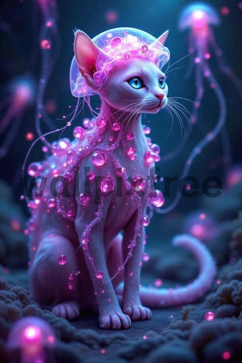 Fantasy Cat with Jellyfish Aura