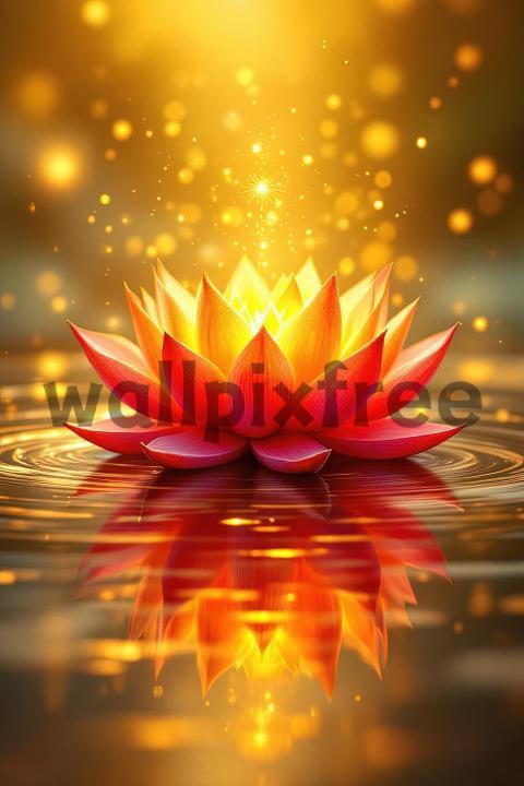 Glowing Lotus Flower on Water