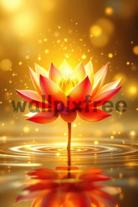 Glowing Lotus Flower on Water