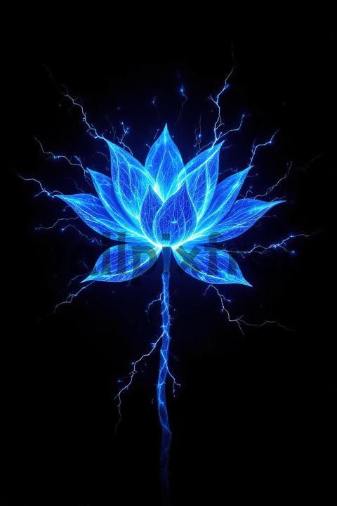 Electric Blue Lotus Art