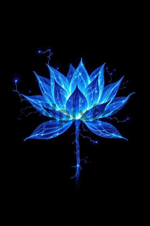 Electric Blue Lotus Art