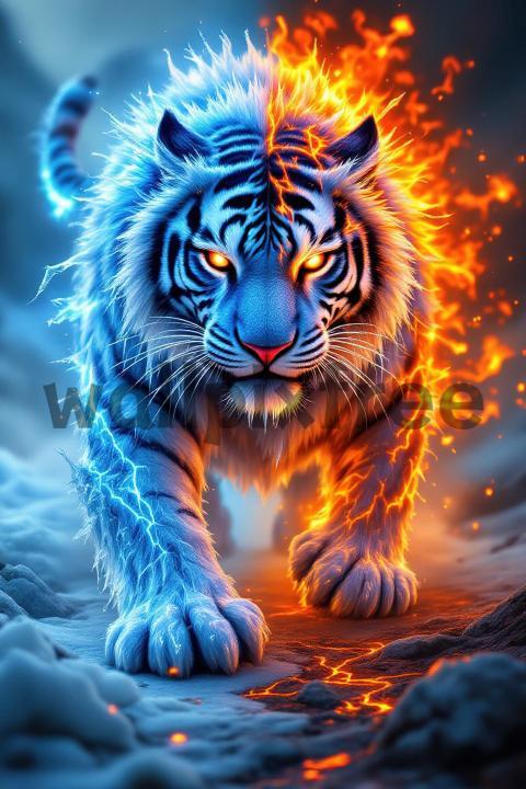 Elemental Fire and Ice Tiger