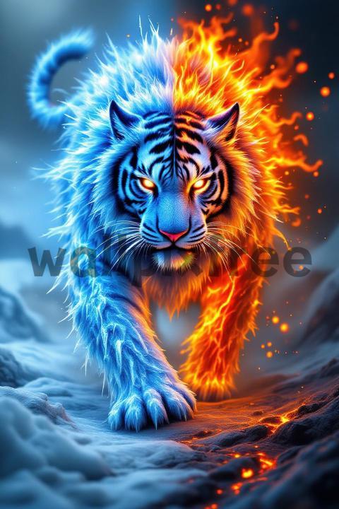 Fire And Ice Tiger Fantasy Art