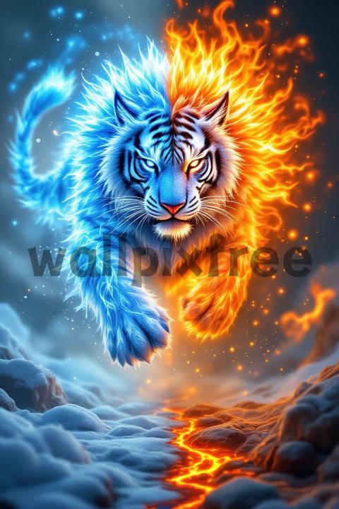 Fire And Ice Tiger Illustration