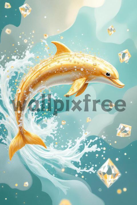 Golden Dolphin with Diamonds