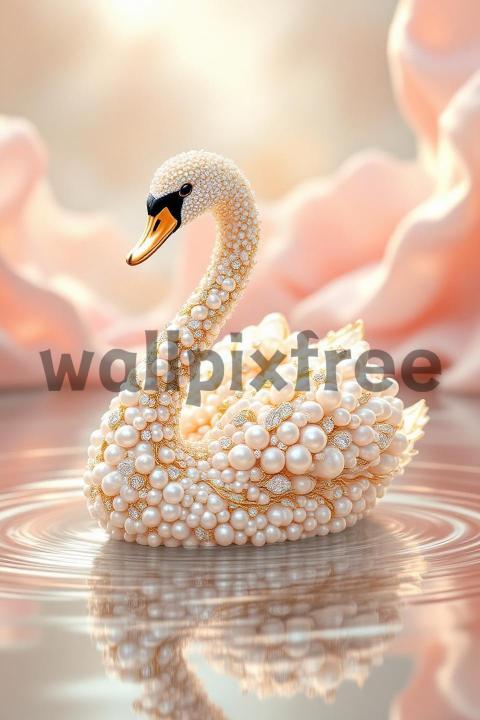 Pearl Encrusted Swan Sculpture