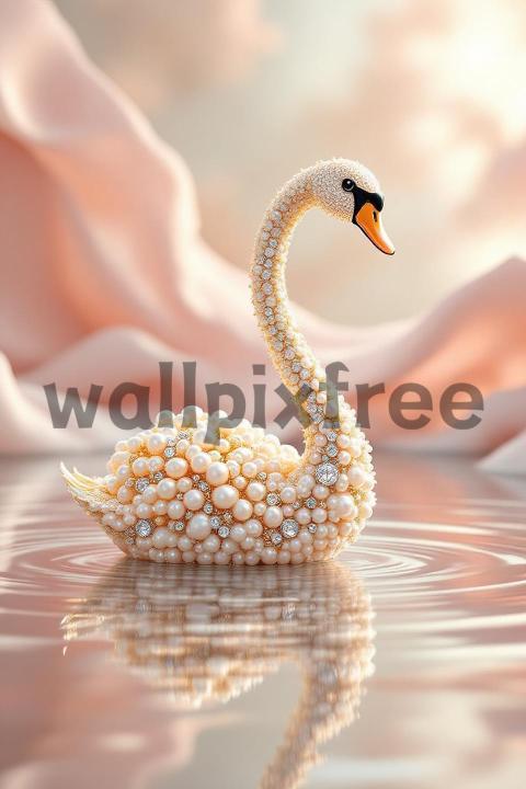 Pearl Encrusted Swan Sculpture