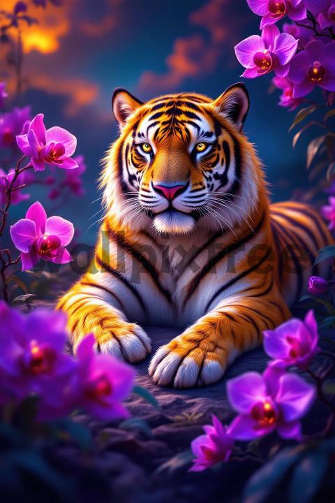 Tiger Among Orchids