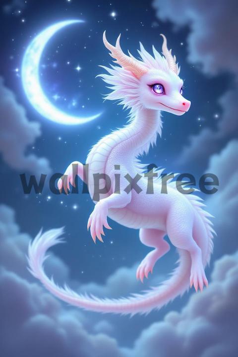 White Dragon Under Moonlit Sky