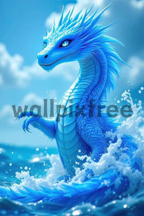 Blue Ocean Dragon Illustration