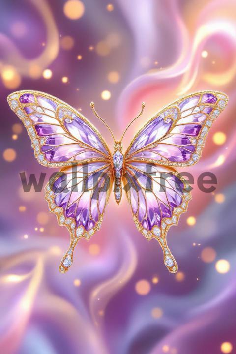 Jewel Encrusted Purple Butterfly Art