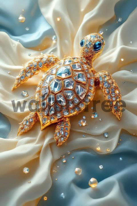 Gem Encrusted Turtle Brooch on Silk