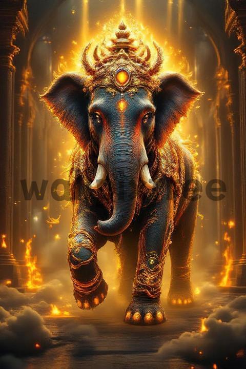 Majestic Glowing Elephant Illustration