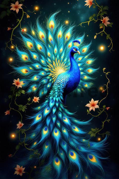 Majestic Peacock Illustration