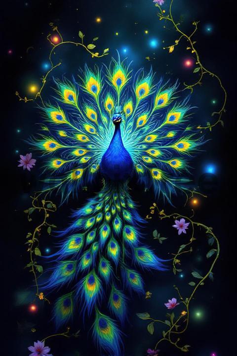 Vibrant Peacock Fantasy Art