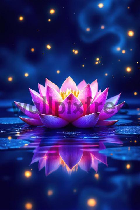 Glowing Lotus at Night