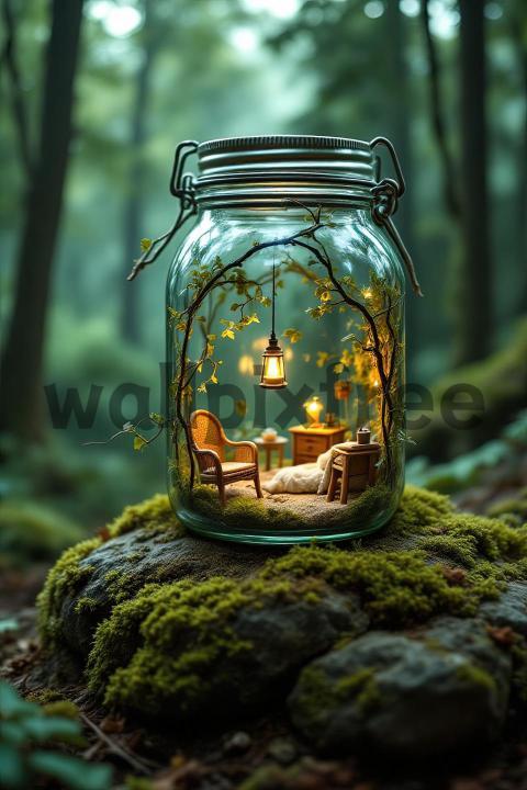 Miniature Cozy Room in a Jar