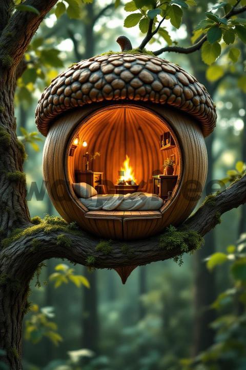 Cozy Acorn Treehouse Interior