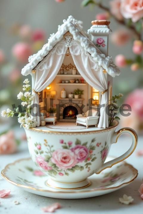 Miniature Cozy Room in Teacup