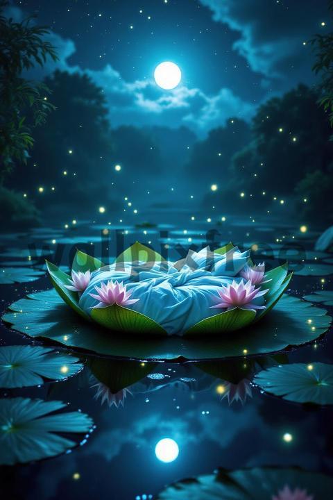 Moonlit Lily Pad Bed