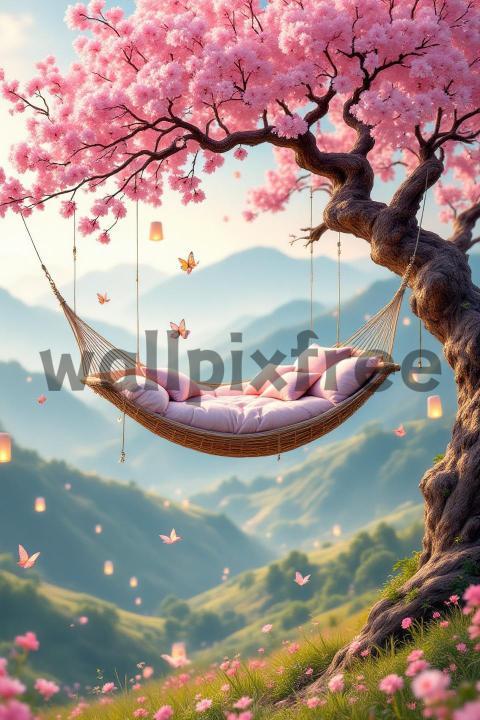 Cherry Blossom Hammock Scene