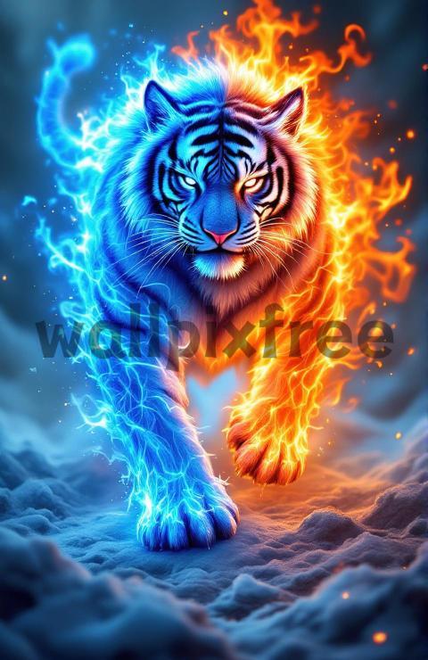 Elemental Tiger of Fire and Ice