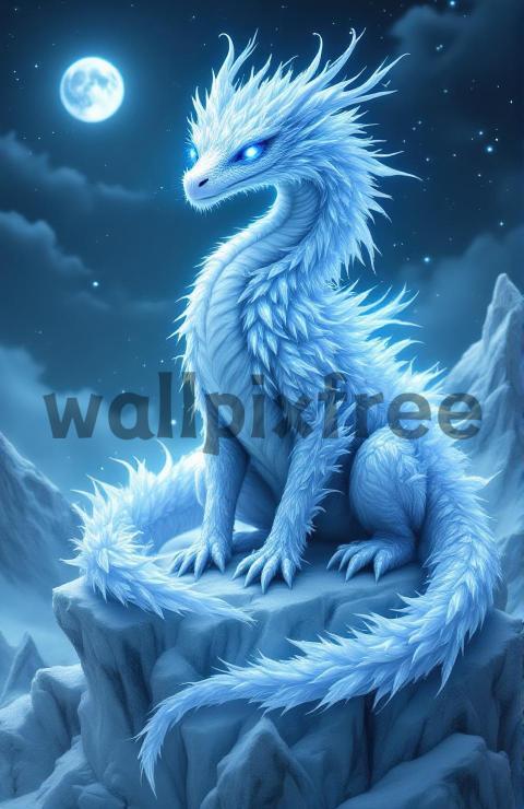 Ice Dragon Under Moonlight