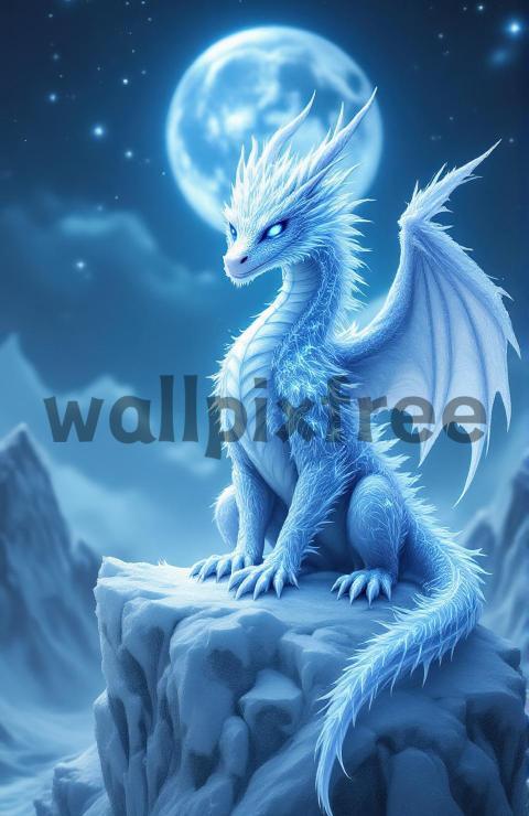 Ice Dragon Under Moonlight