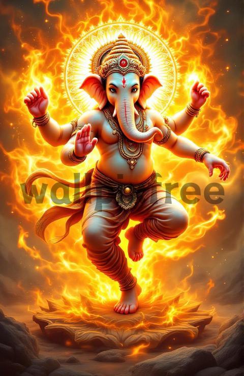 Ganesha Dancing in Flames