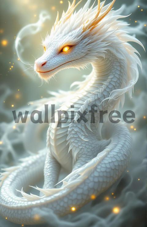 Majestic White Dragon Illustration