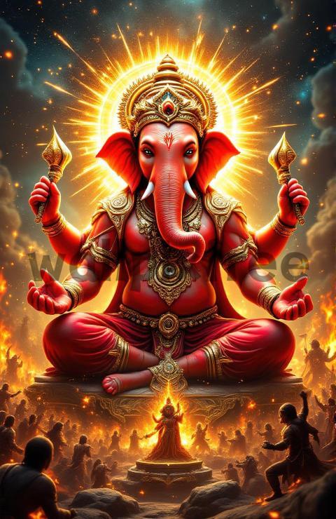 Ganesha Divine Art with Radiant Aura