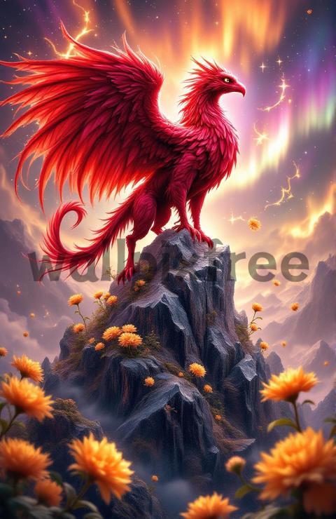 Majestic Phoenix on Mountain Peak