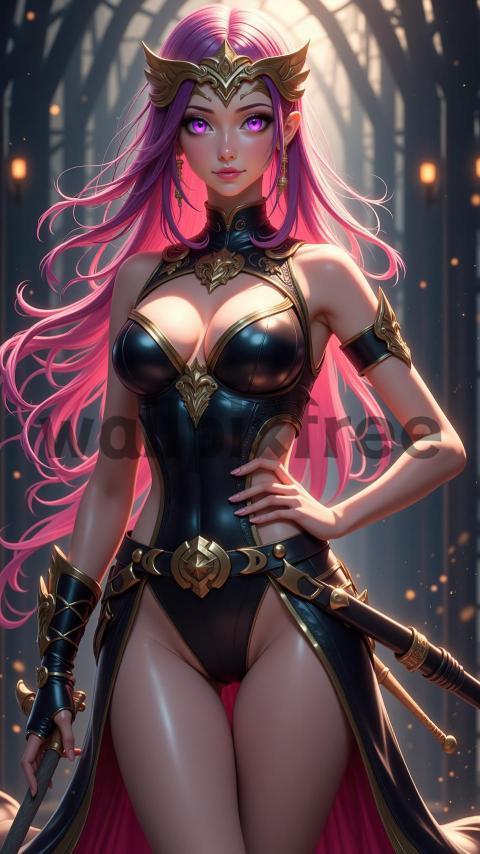 Fantasy Warrior Princess with Pink Hair