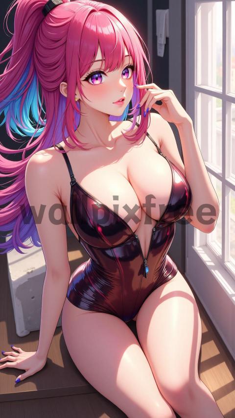 Anime Character with Pink Hair and Stylish Outfit