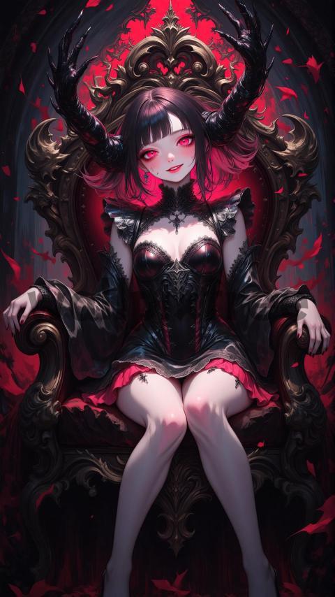 Gothic Demon Queen on Throne