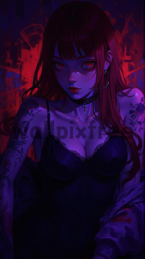 Anime Character with Tattoos and Red Hair