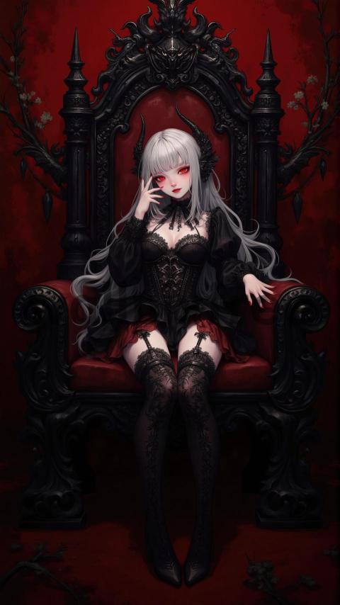 Gothic Fantasy Character on Throne