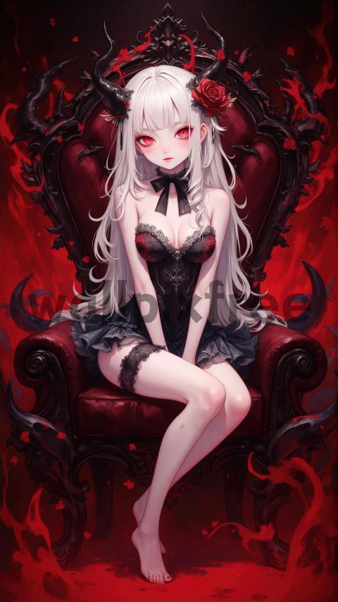 Gothic Demon Girl on Throne