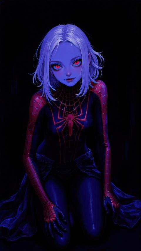 Anime Spider Themed Heroine Illustration