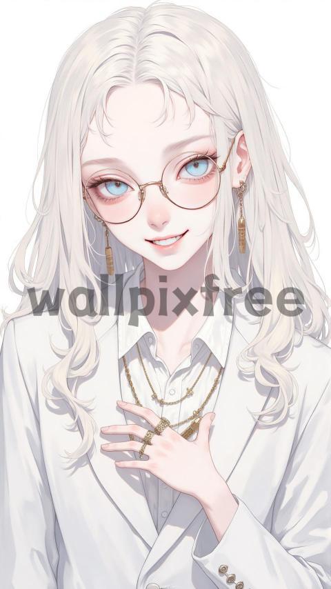 Anime Character with Glasses and Jewelry