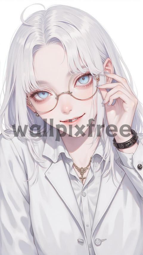 Anime Character with Glasses and White Hair