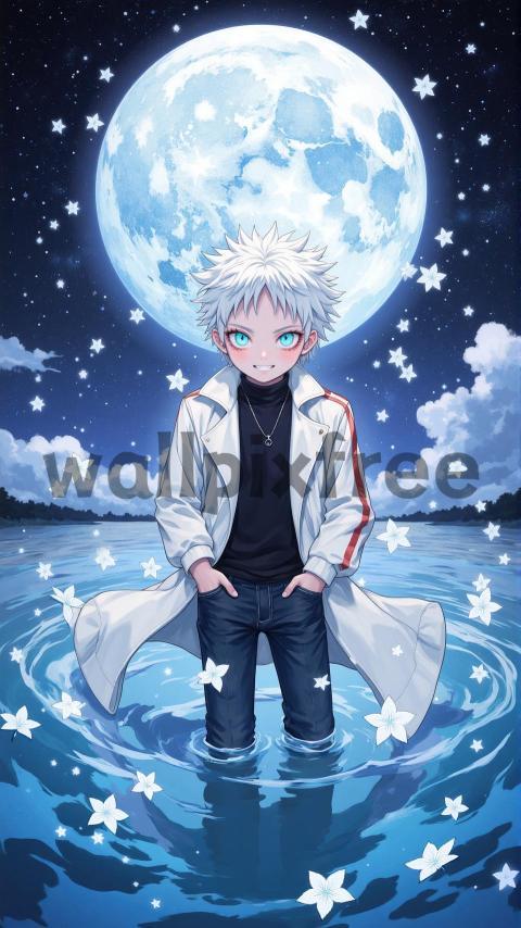 Anime Character Under Moonlight