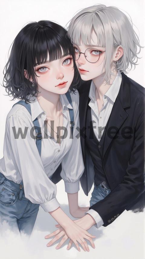 Anime Duo in Stylish Outfits