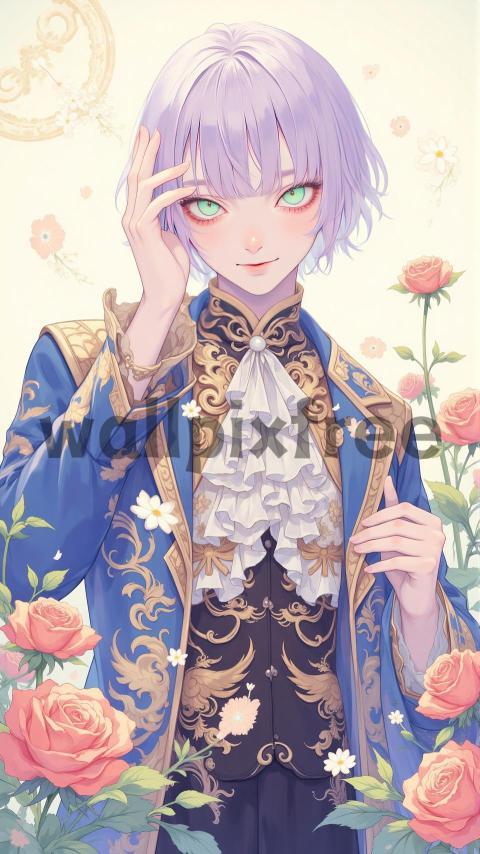 Elegant Anime Character with Roses